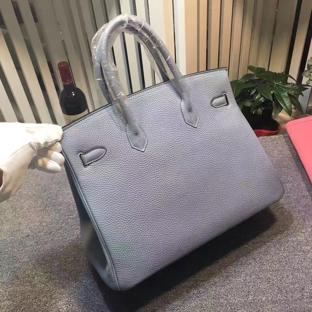 Hermes Birkin top leather gray handbags