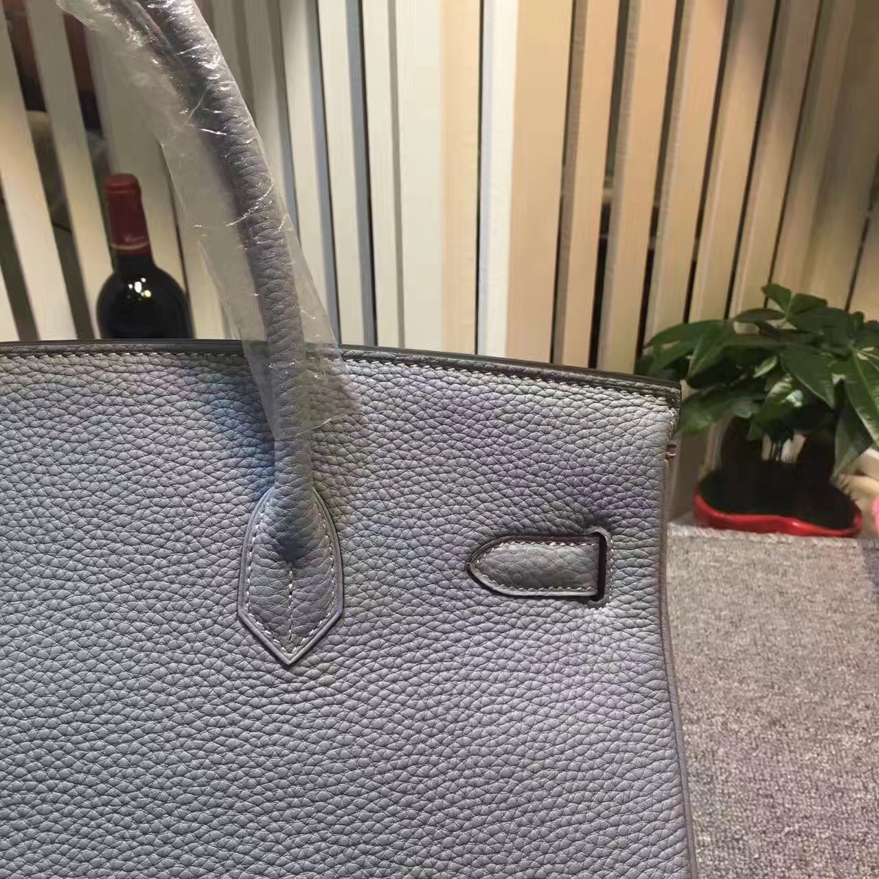 Hermes Birkin top leather gray handbags