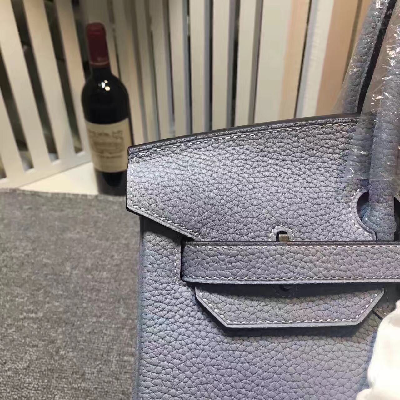 Hermes Birkin top leather gray handbags