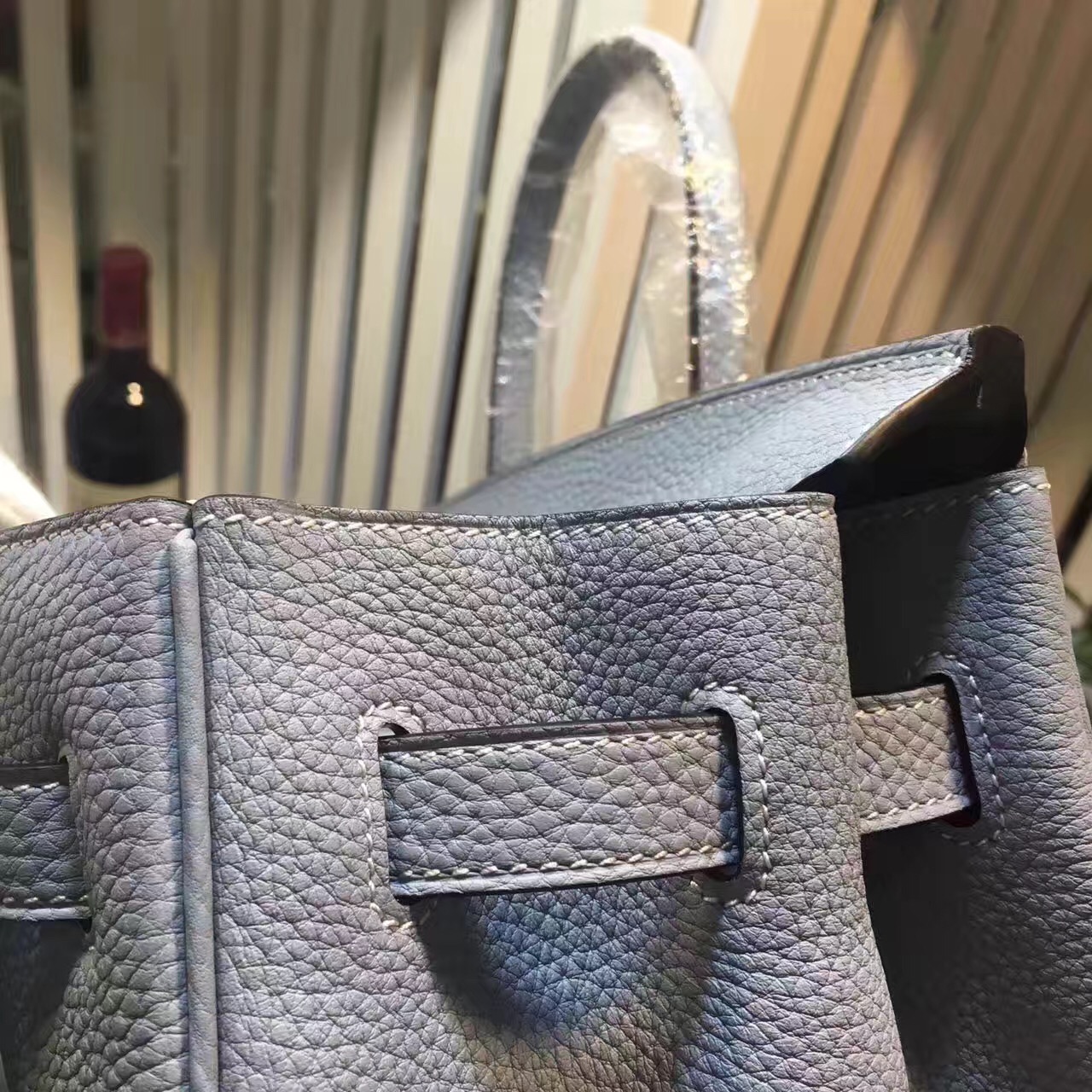 Hermes Birkin top leather gray handbags