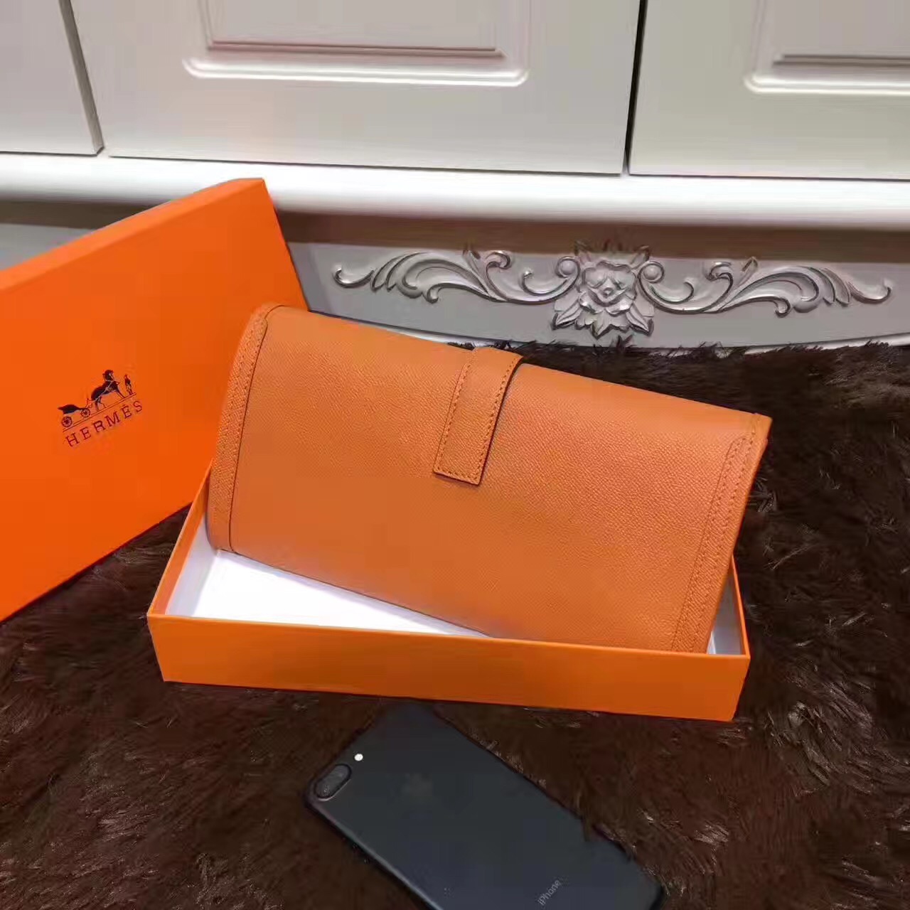 Hermes Epsom large clutch tan handbags