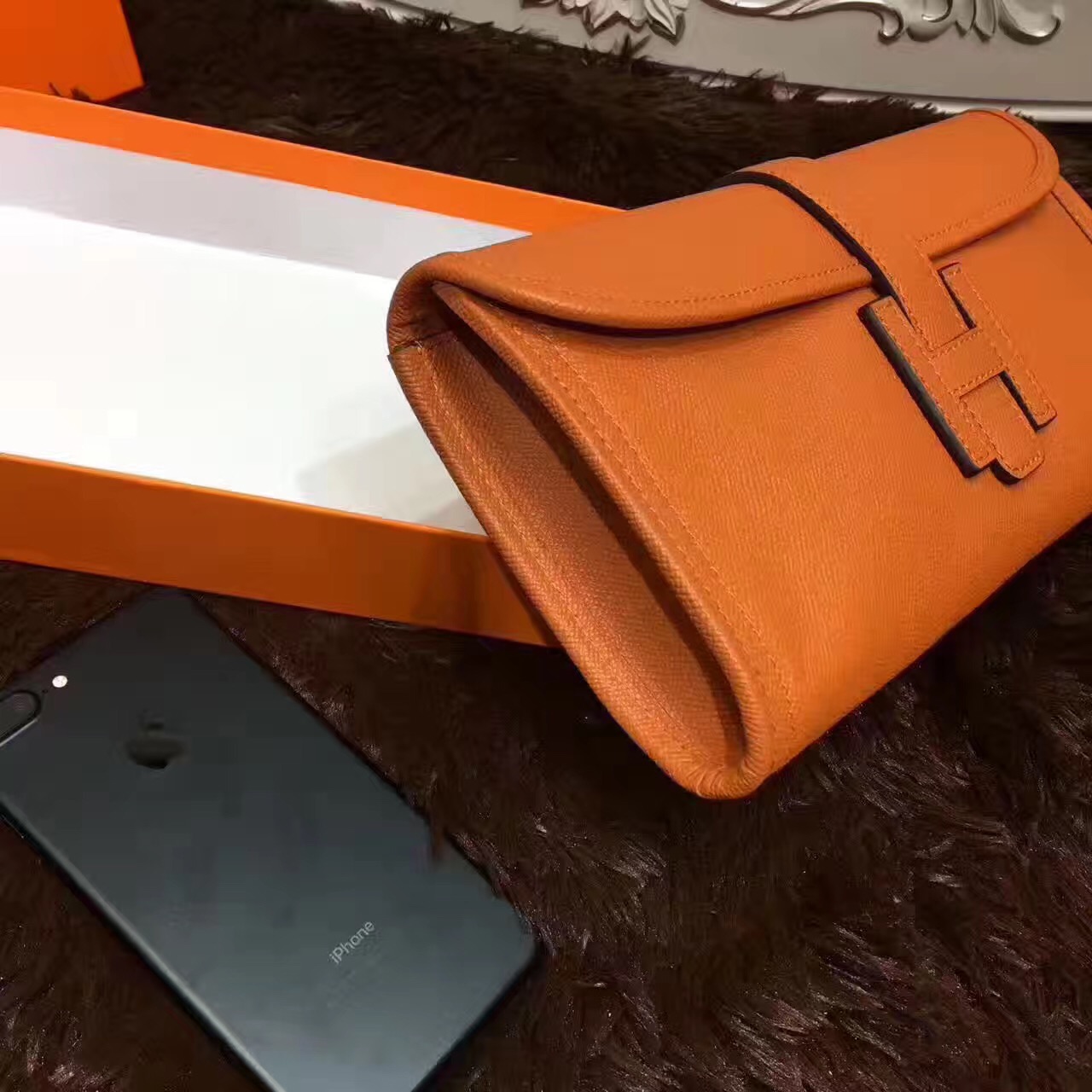 Hermes Epsom large clutch tan handbags