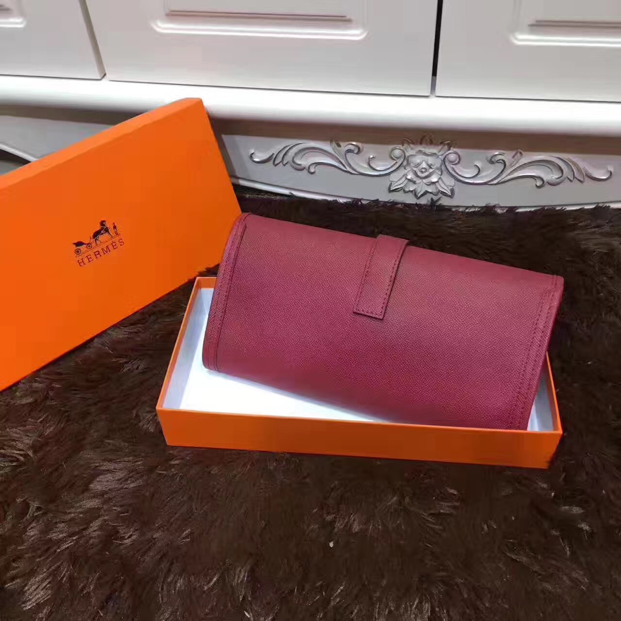 Hermes Epsom large clutch wine handbags