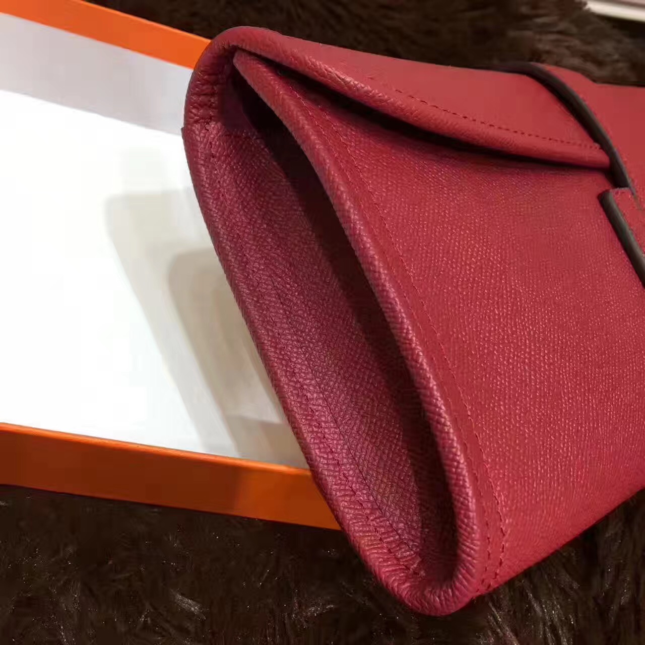 Hermes Epsom large clutch wine handbags