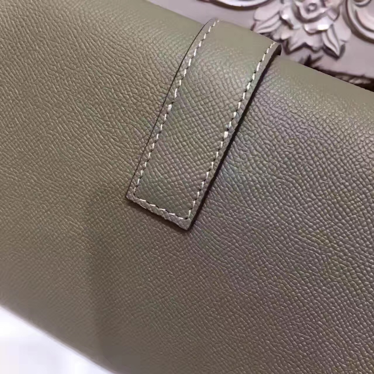 Hermes Epsom large clutch gray handbags