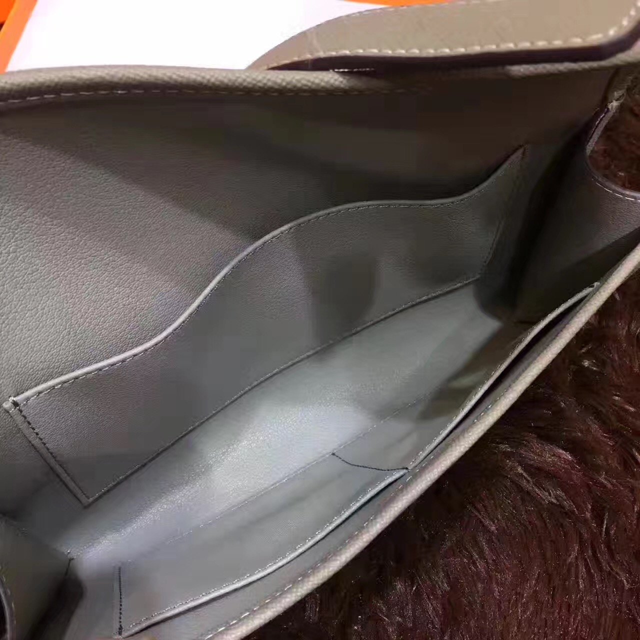 Hermes Epsom large clutch gray handbags