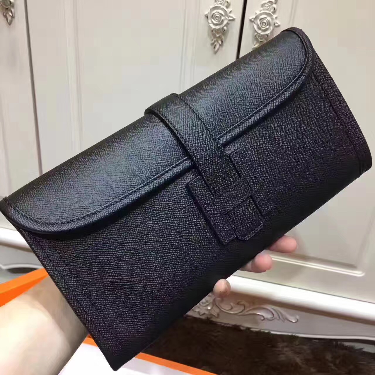 Hermes Epsom large clutch black handbags