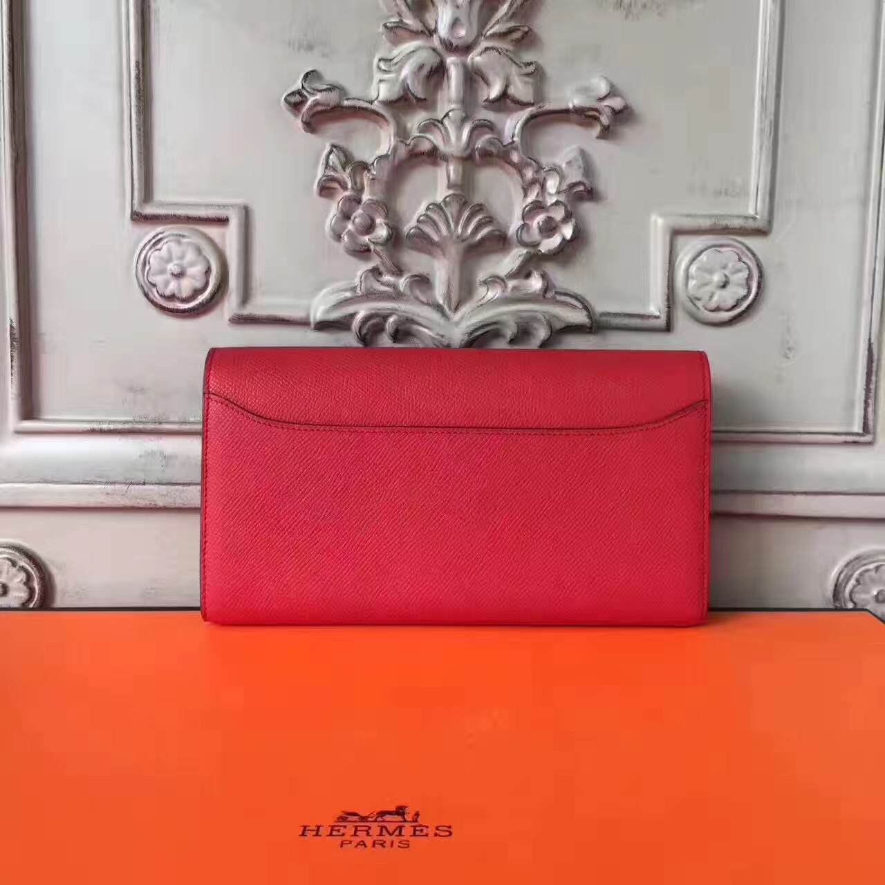 Hermes large Constance leather red top wallet handbags