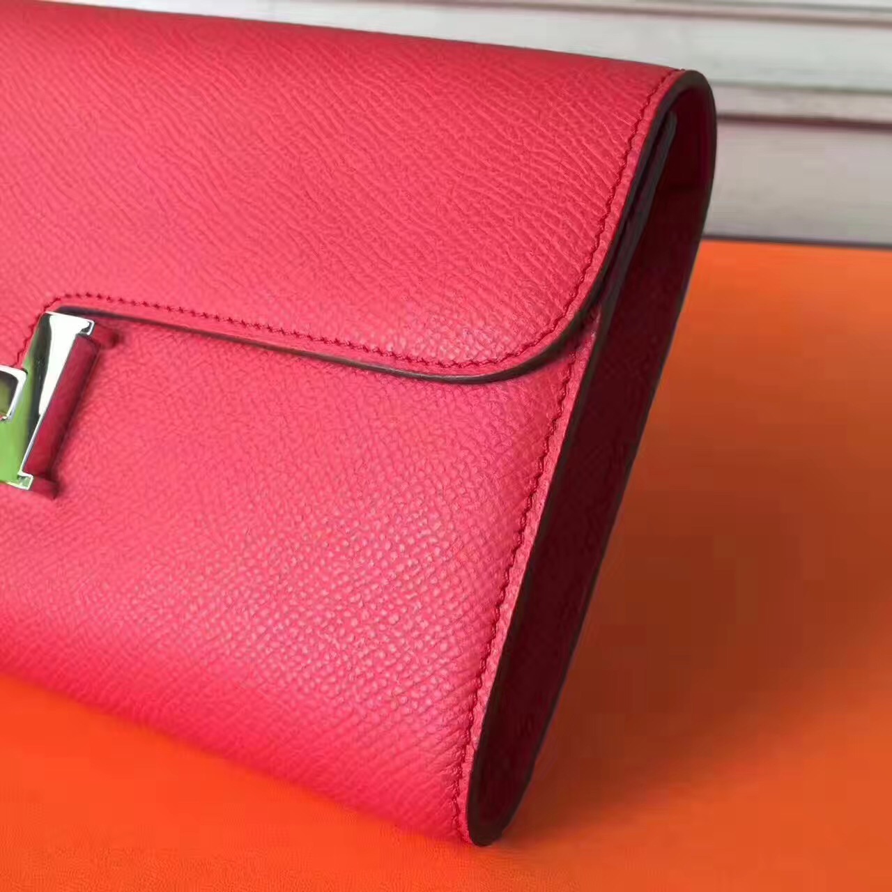 Hermes large Constance leather red top wallet handbags