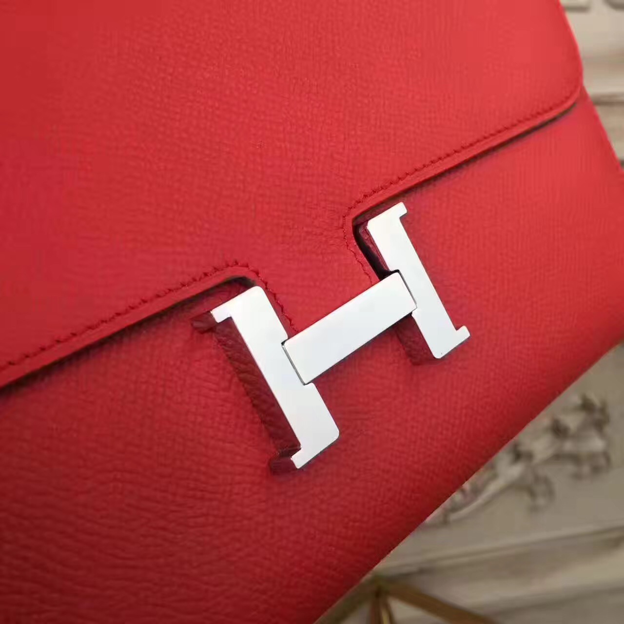 Hermes large Constance leather red top wallet handbags