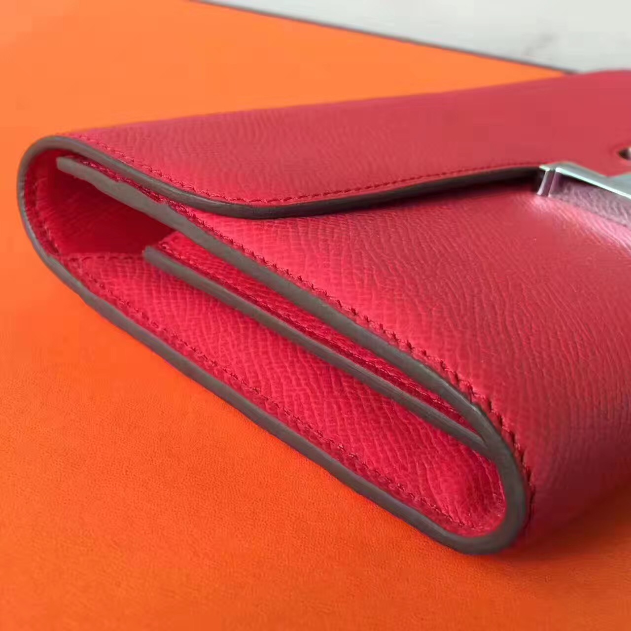 Hermes large Constance leather red top wallet handbags