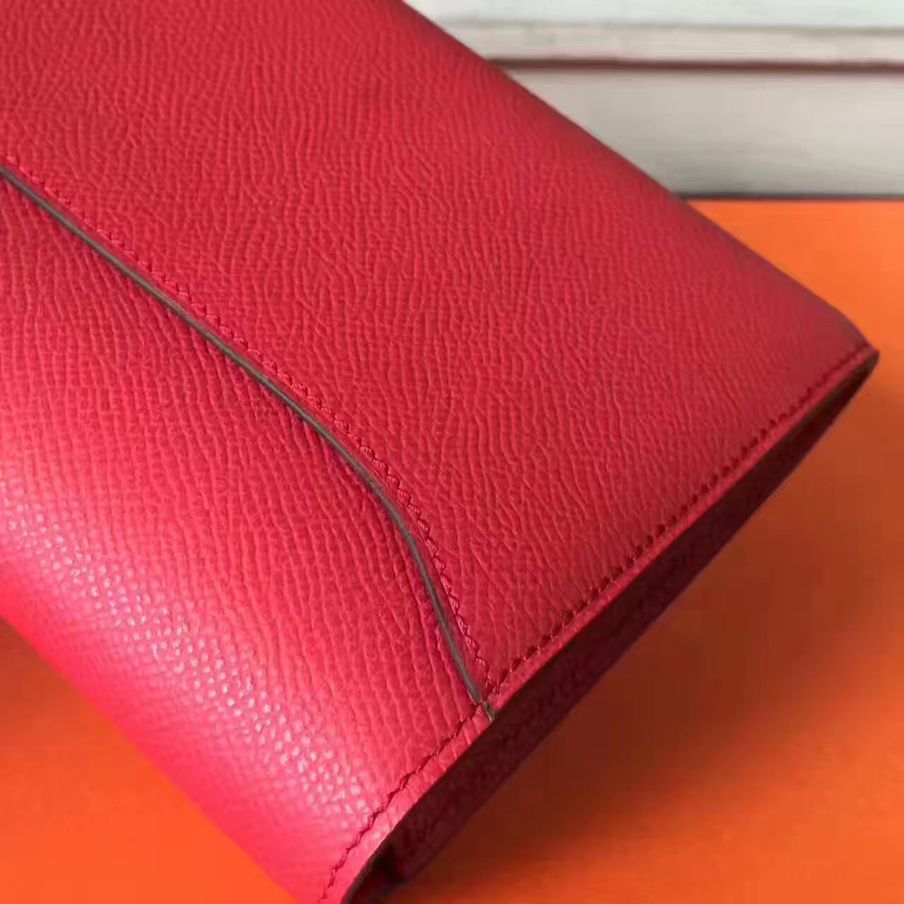 Hermes large Constance leather red top wallet handbags