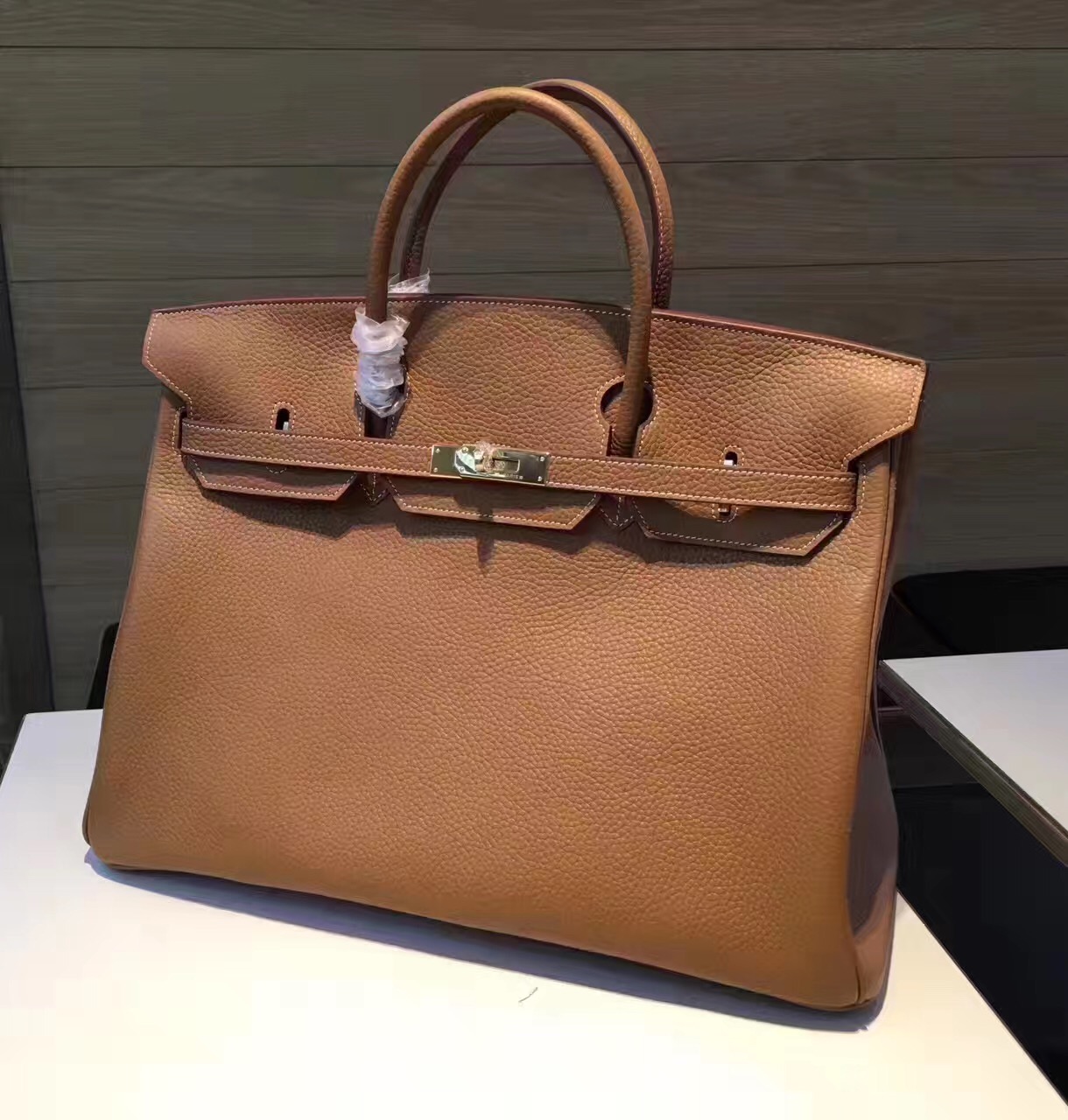 Hermes X-large 40cm Birkin tan top leather handbags