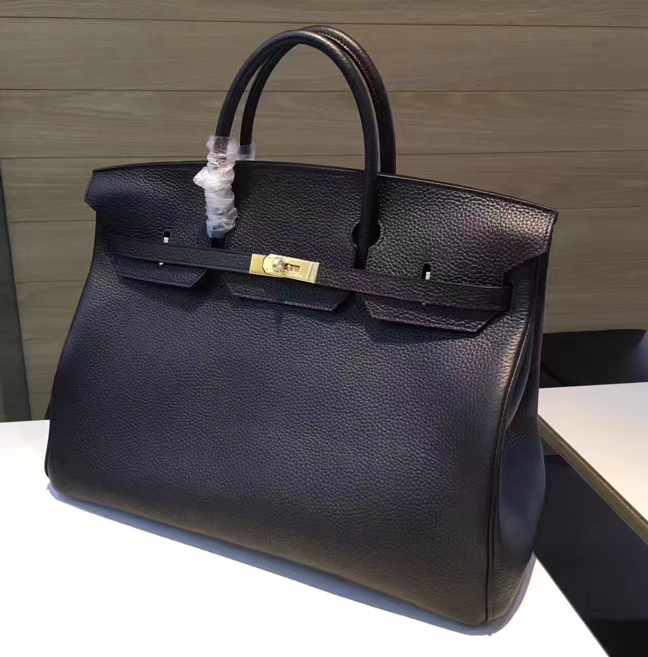 Hermes X-large 40cm Birkin black top leather handbags