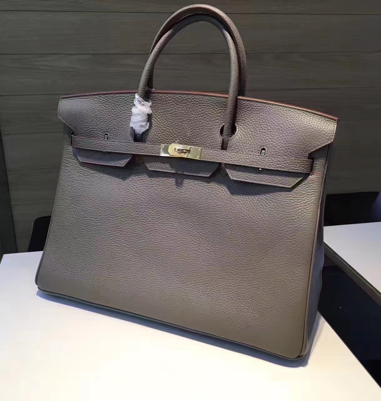 Hermes X-large 40cm Birkin gray top leather handbags