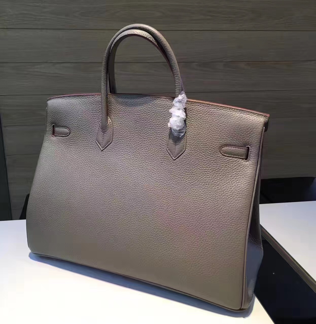 Hermes X-large 40cm Birkin gray top leather handbags