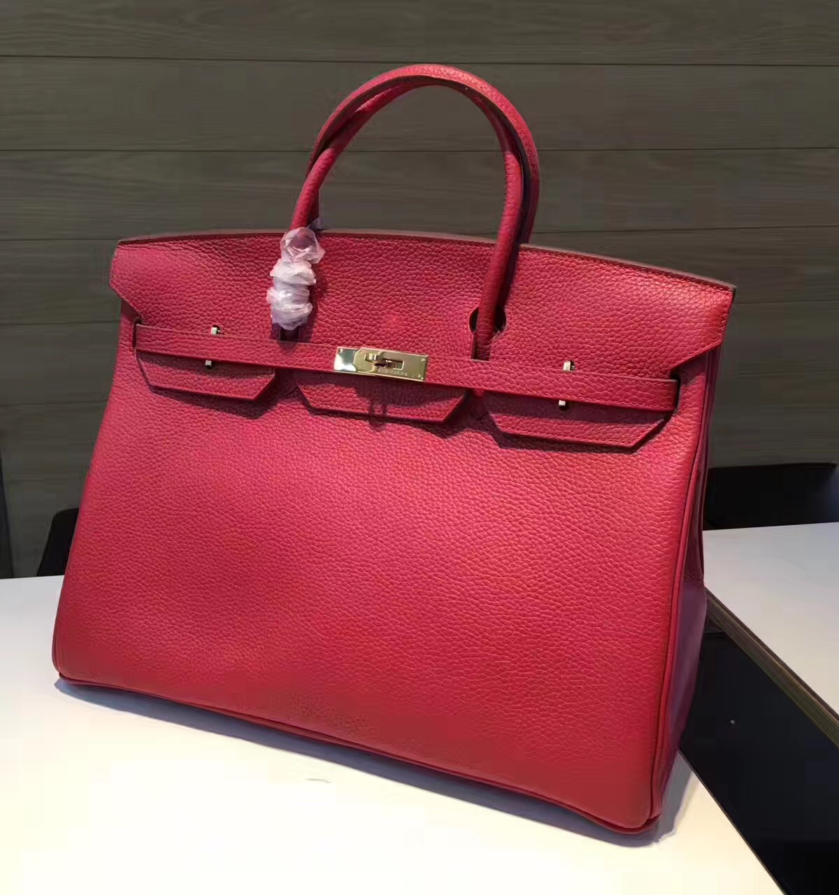 Hermes X-large 40cm Birkin red top leather handbags