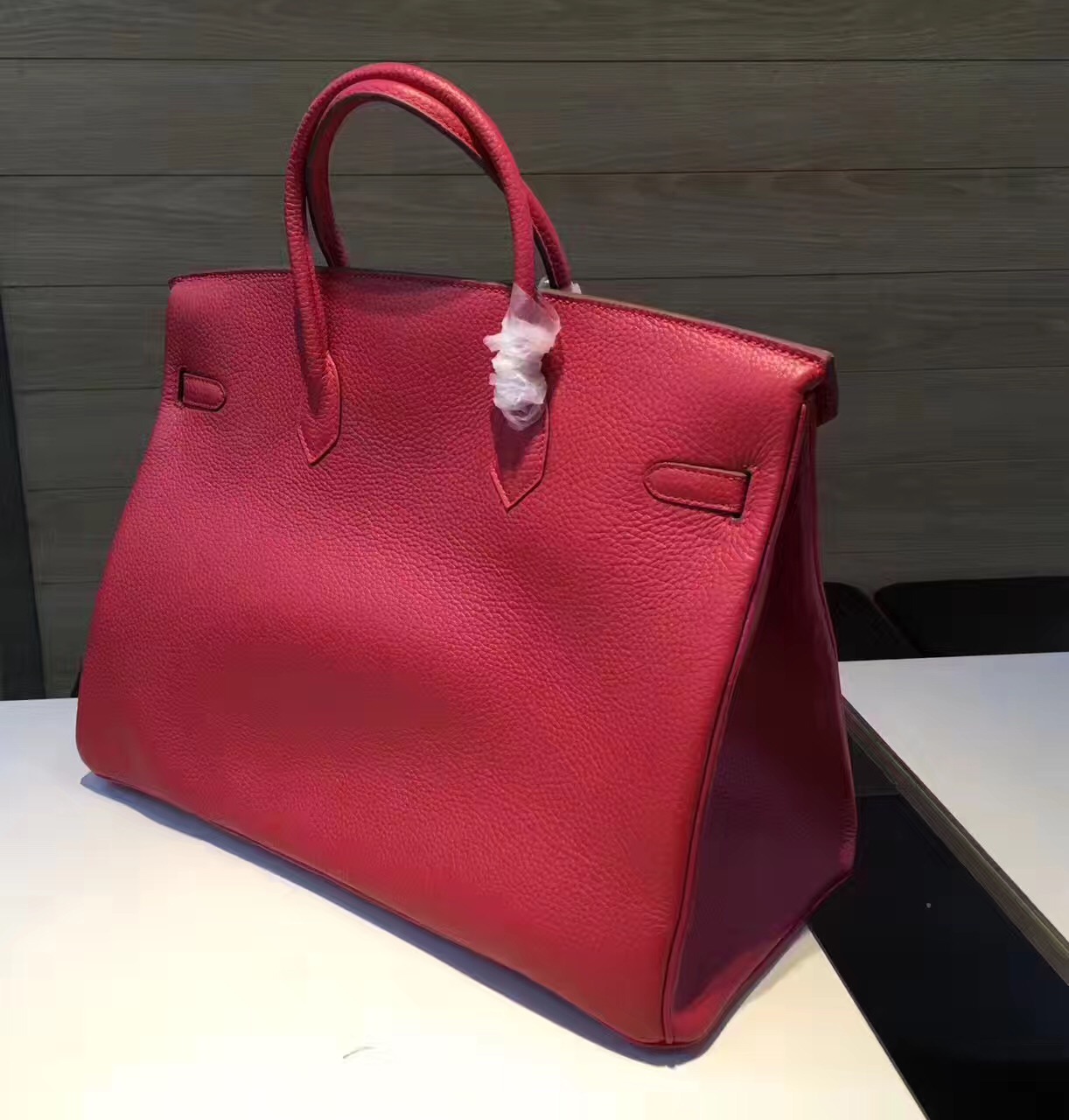 Hermes X-large 40cm Birkin red top leather handbags