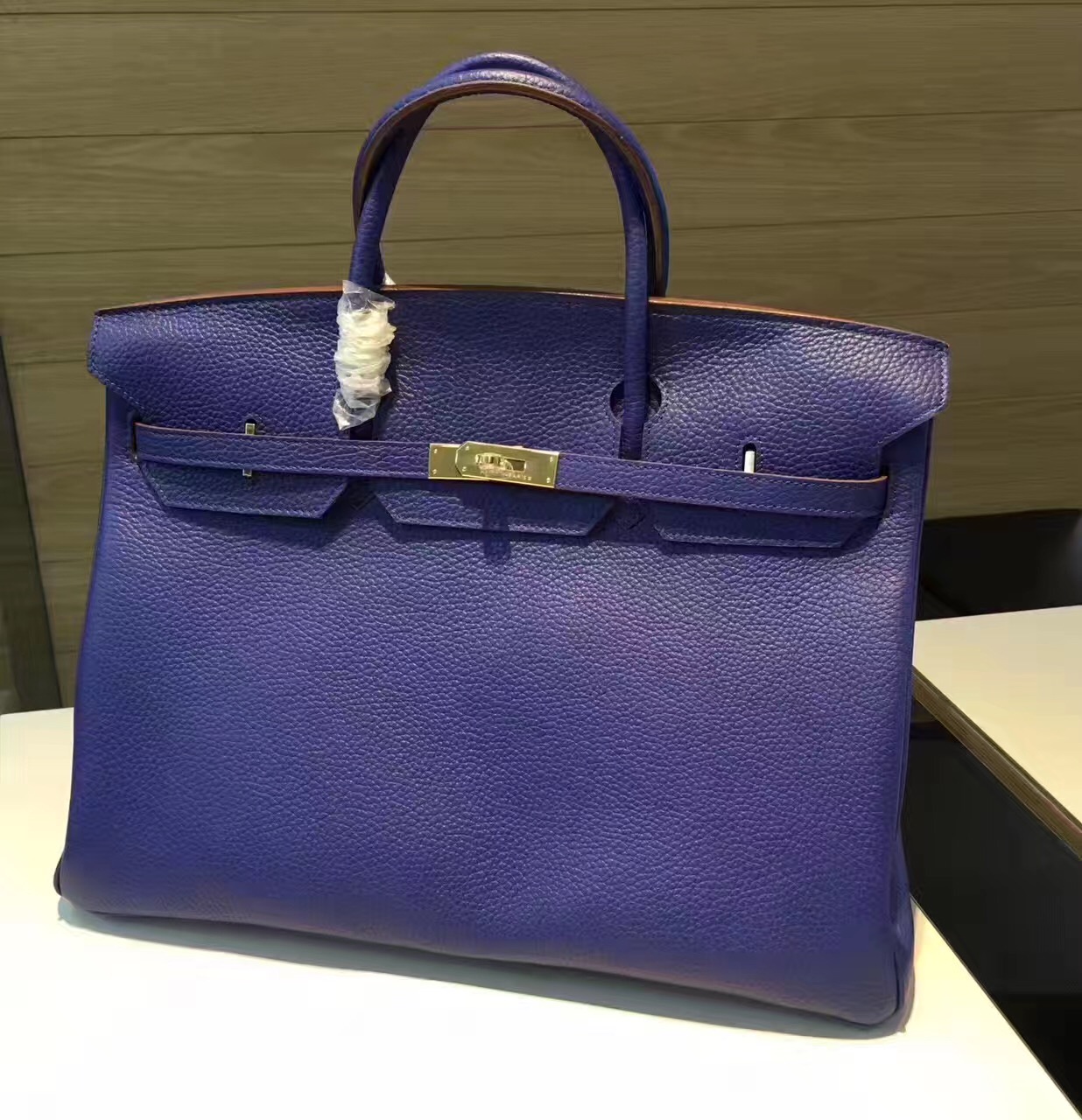 Hermes X-large 40cm Birkin navy top leather handbags