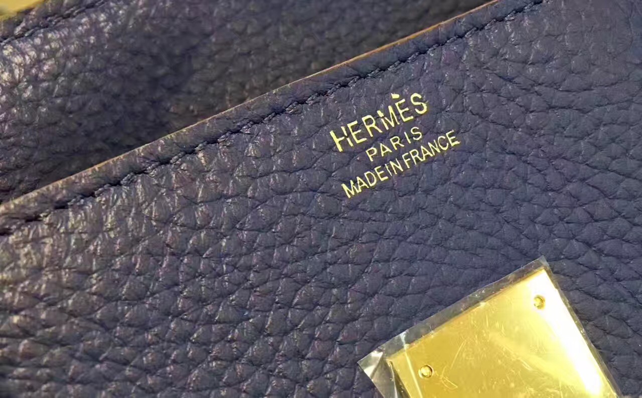 Hermes X-large 40cm Birkin navy top leather handbags