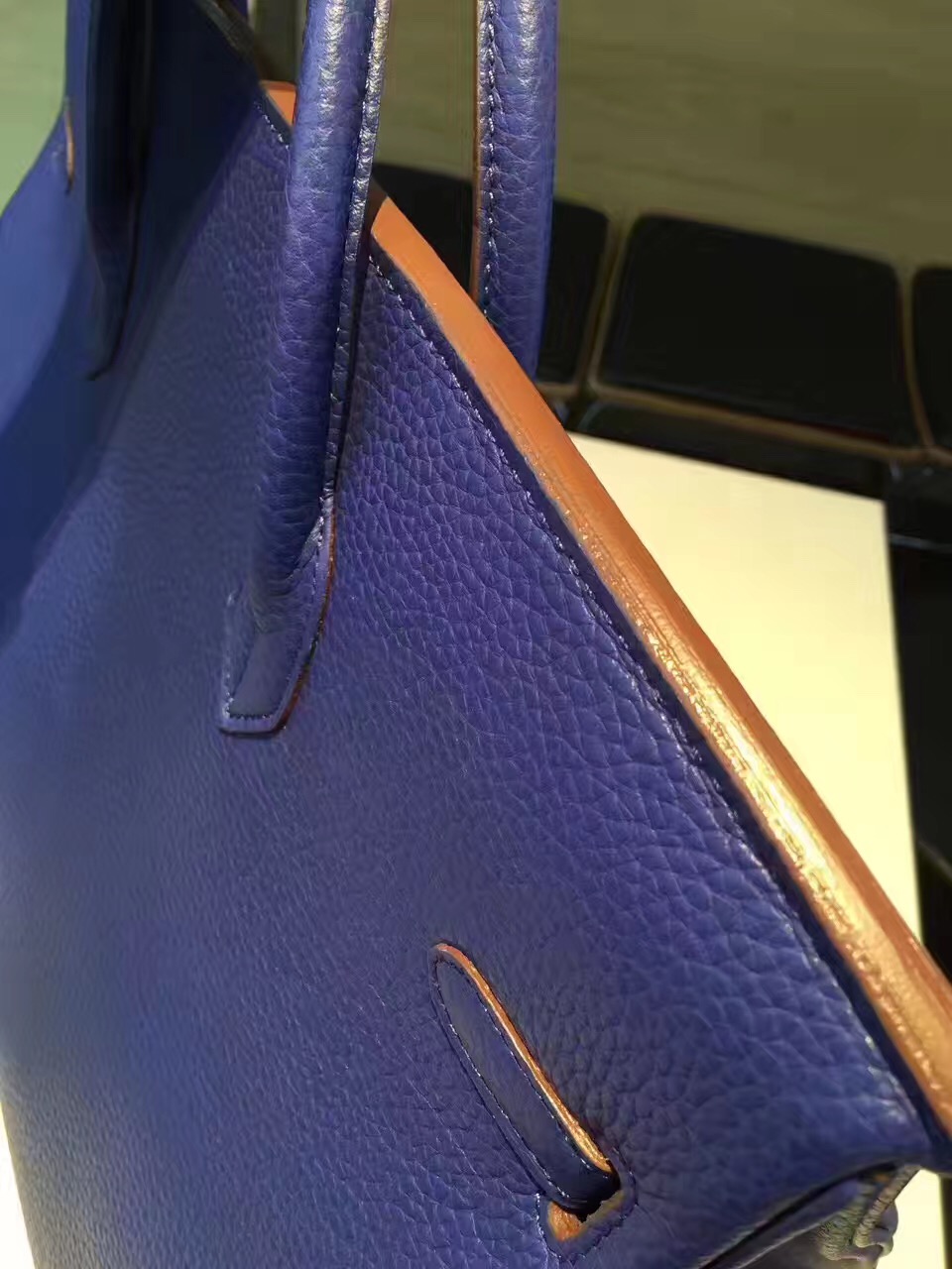 Hermes X-large 40cm Birkin navy top leather handbags