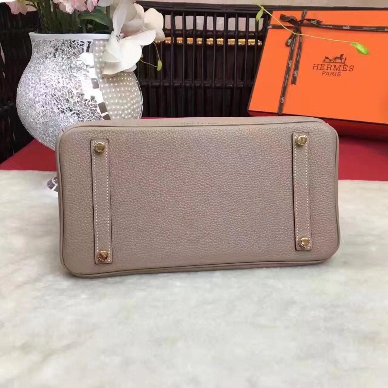 Hermes Birkin top leather gray handbags