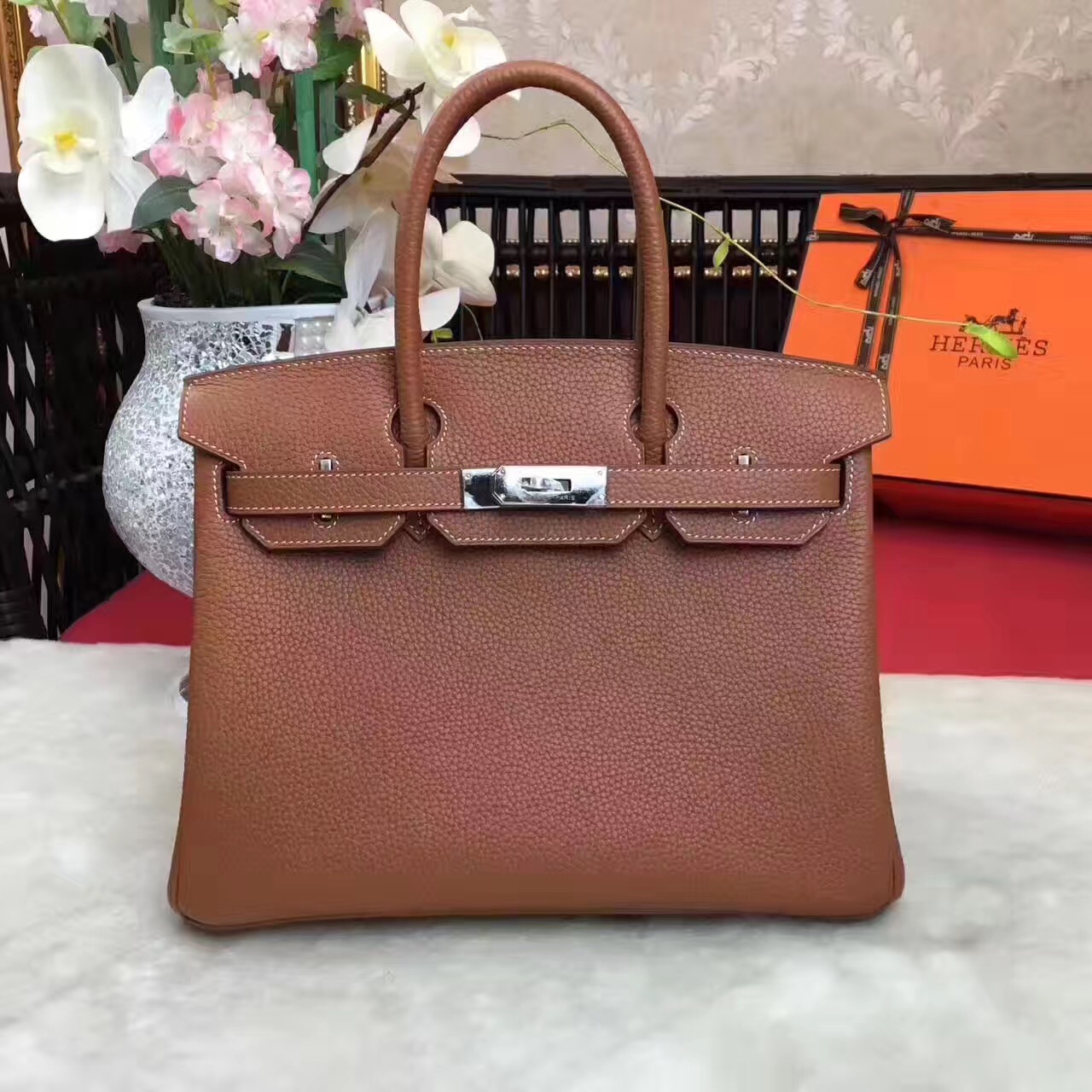 Hermes Birkin top leather brown handbags
