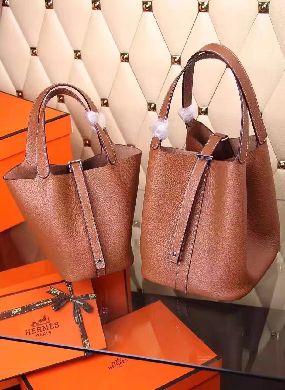 Hermes picotin lock coffeee top leather handbags