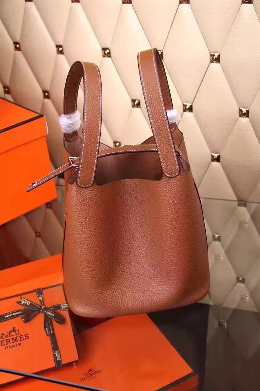 Hermes picotin lock coffeee top leather handbags