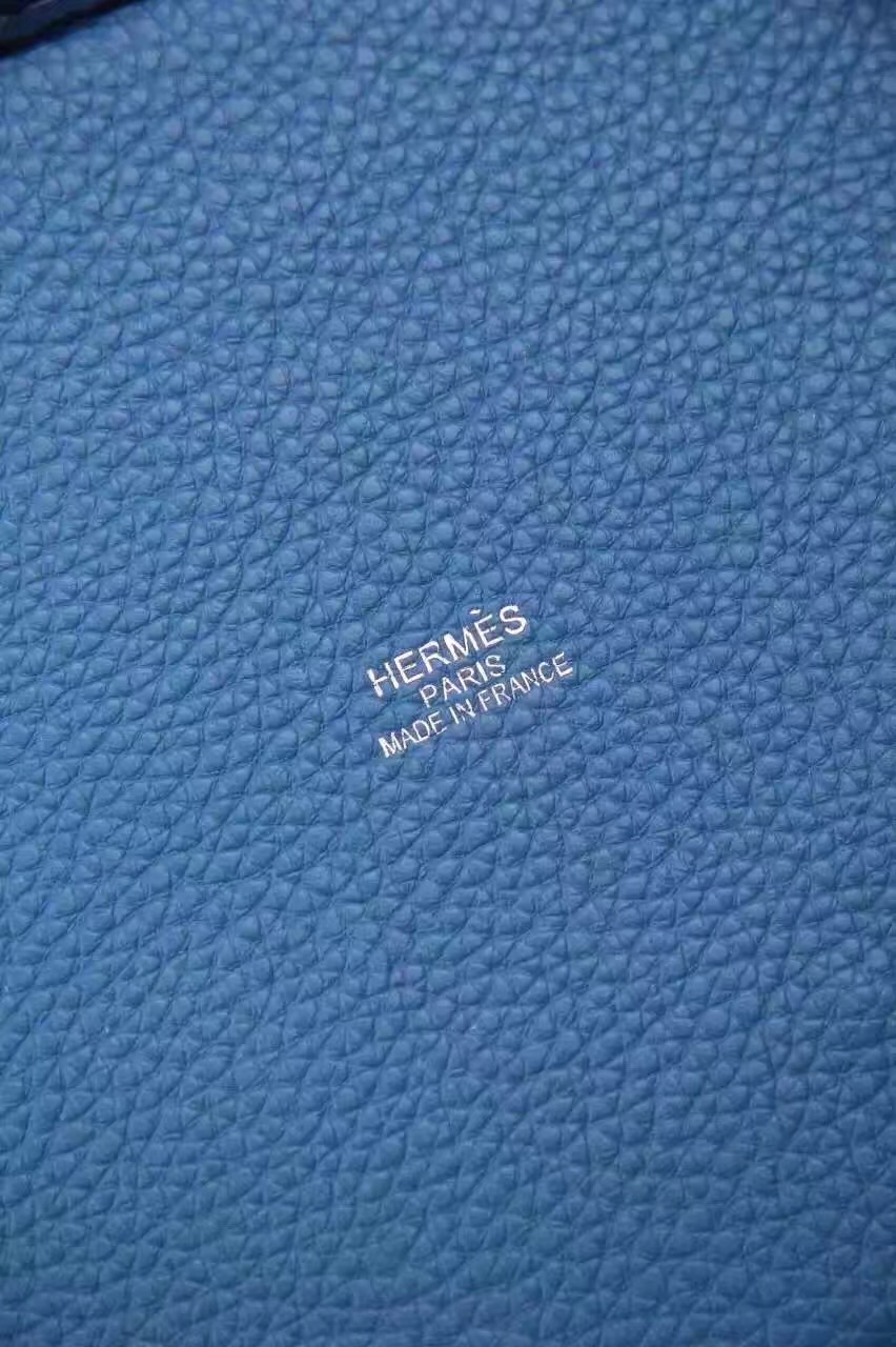 Hermes picotin lock blue top leather handbags