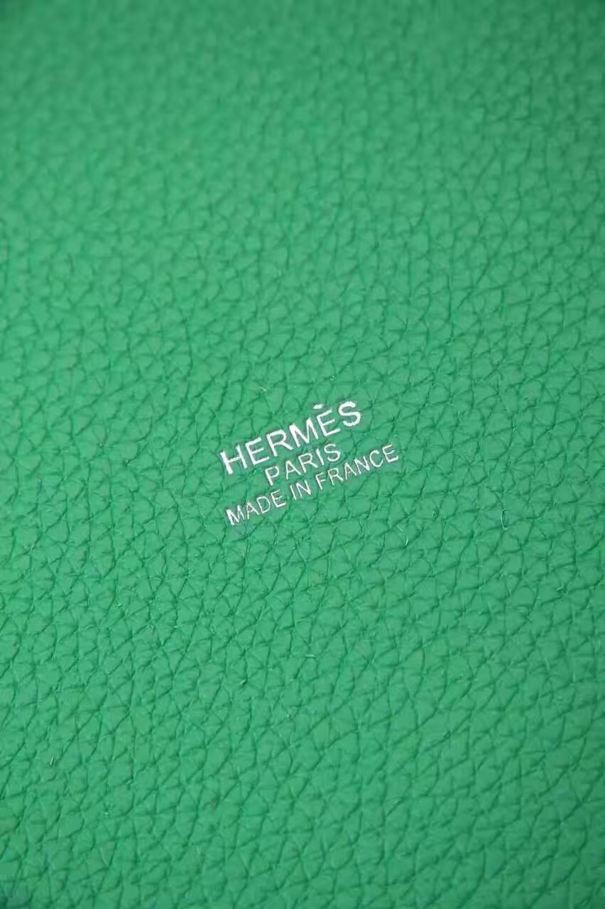 Hermes picotin lock green top leather handbags