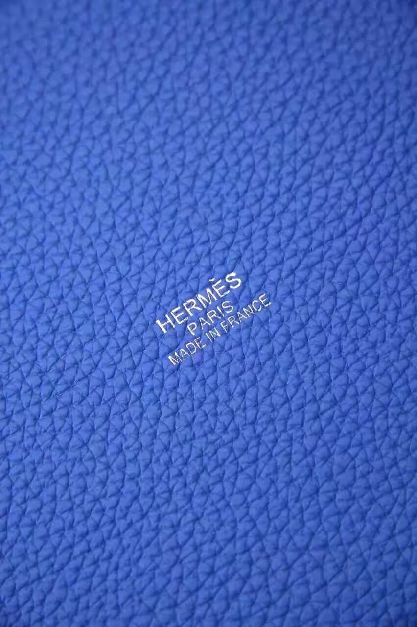 Hermes picotin lock blue top leather handbags