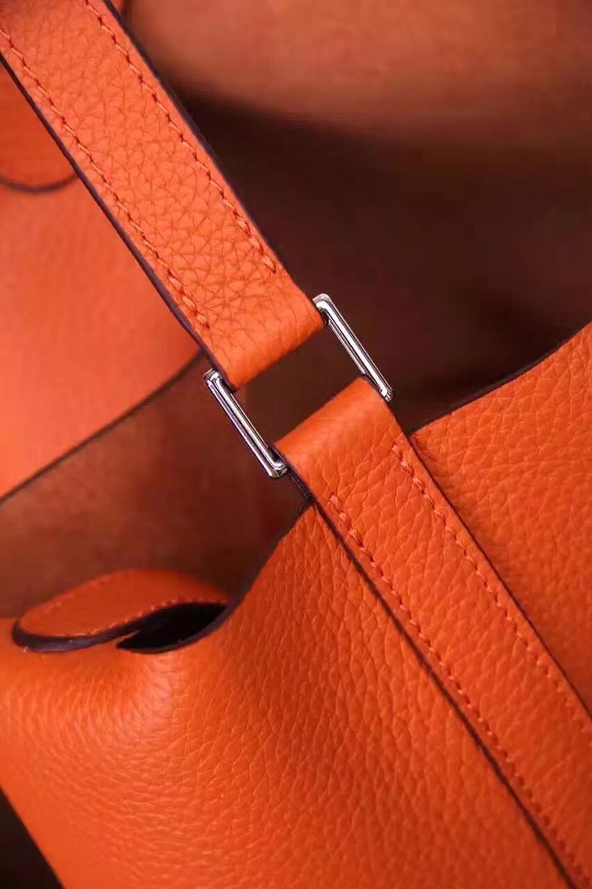 Hermes picotin lock orange top leather handbags