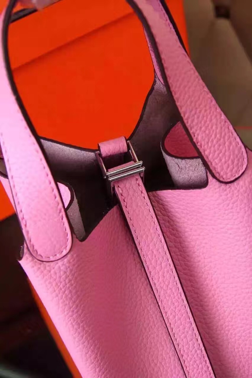 Hermes picotin lock leather pink top handbags