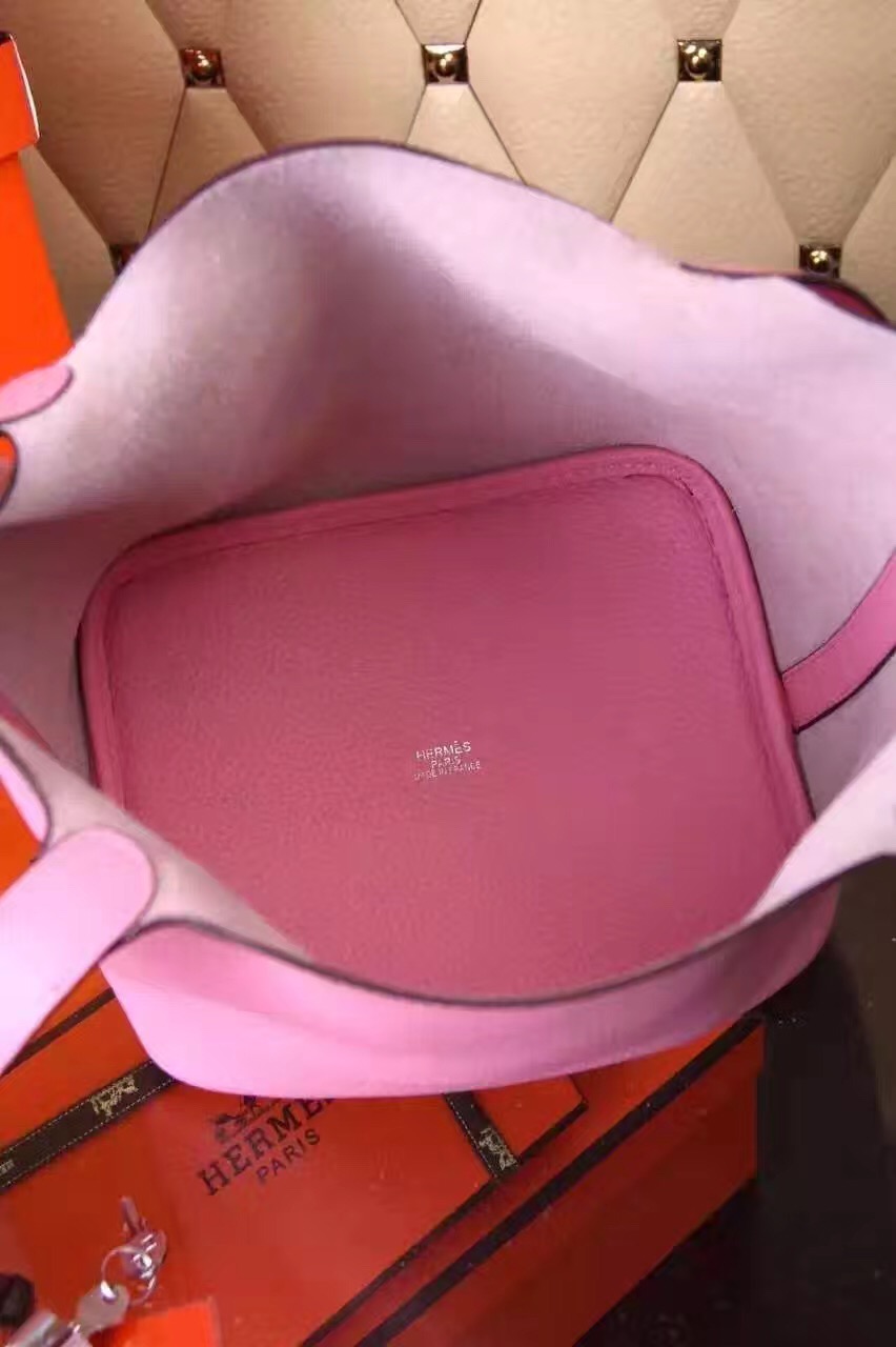 Hermes picotin lock leather pink top handbags