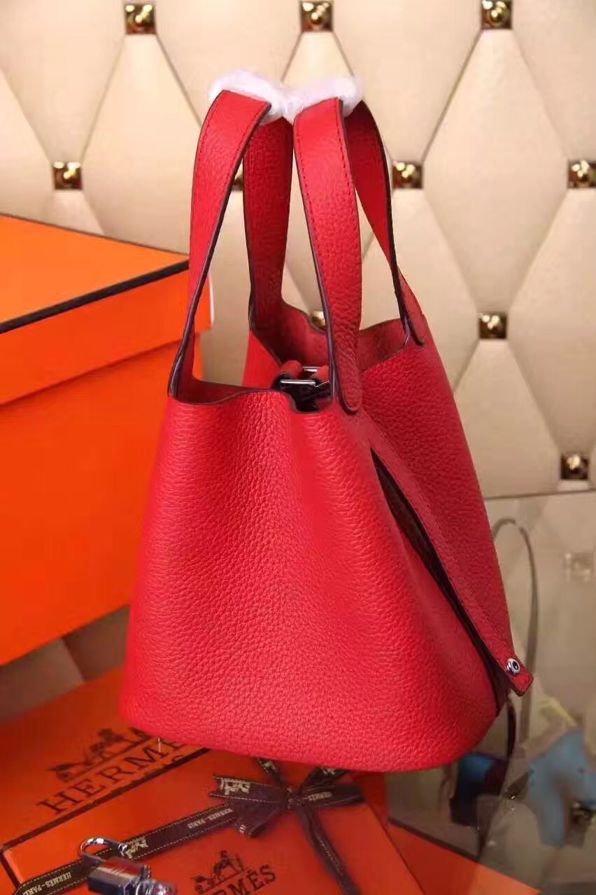 Hermes picotin lock red top leather handbags