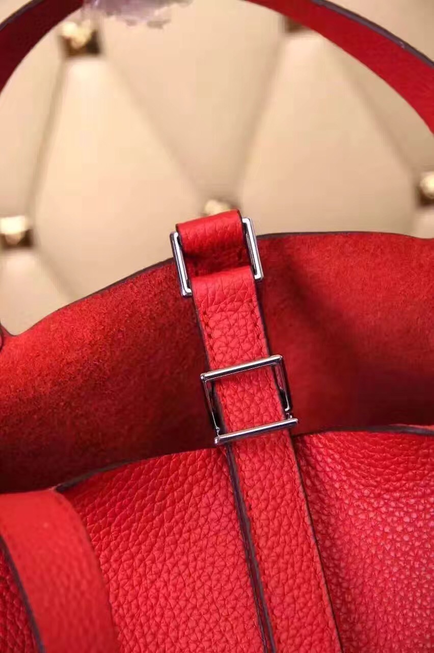 Hermes picotin lock red top leather handbags