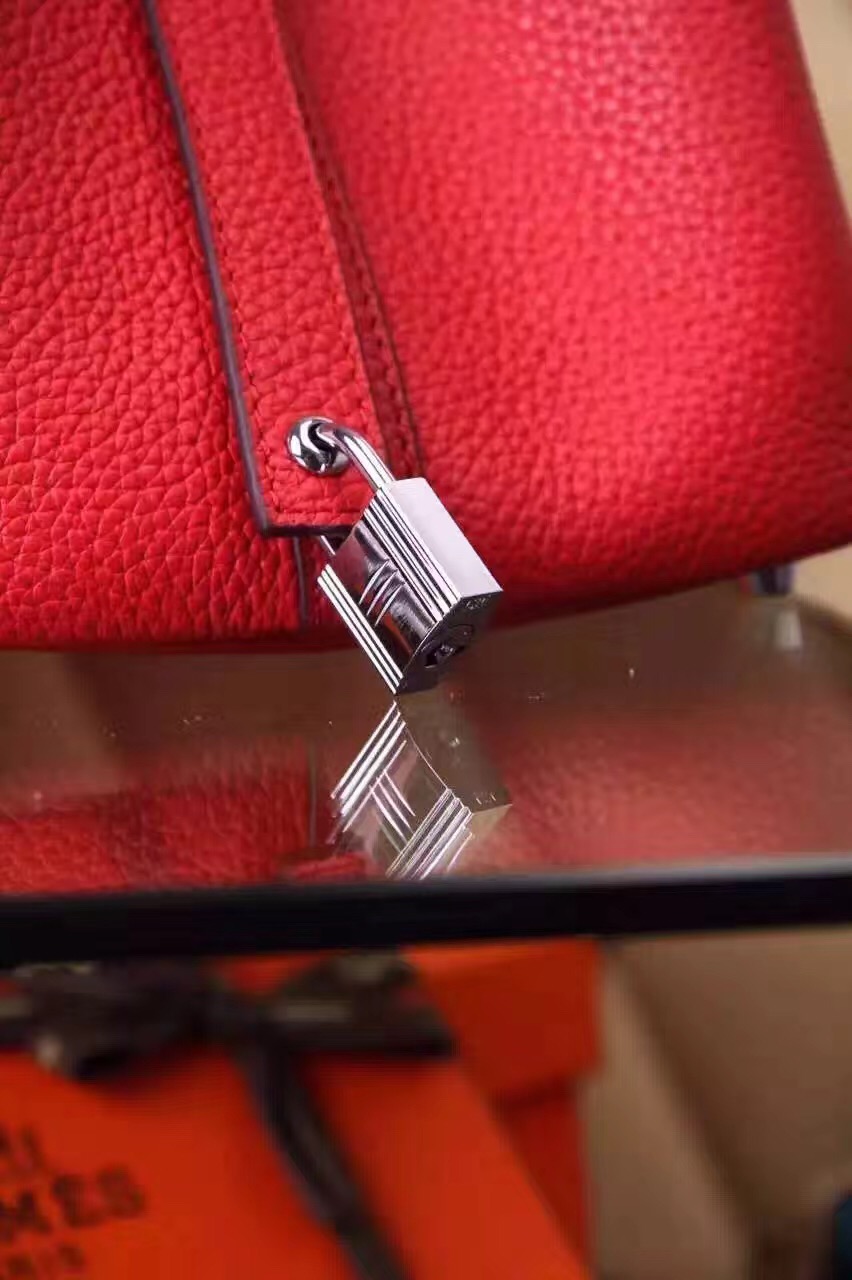 Hermes picotin lock red top leather handbags