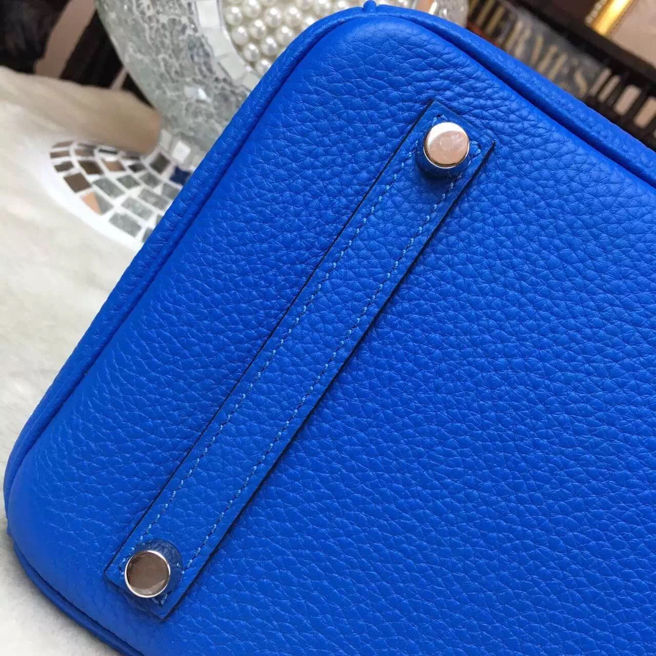 Hermes Birkin top leather blue handbags