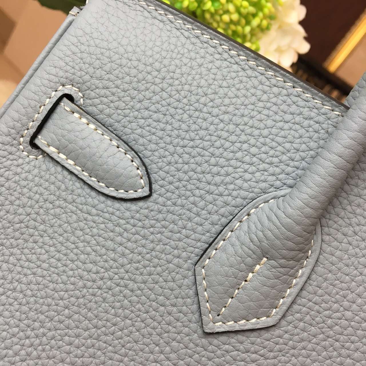 Hermes top leather gray Birkin handbags