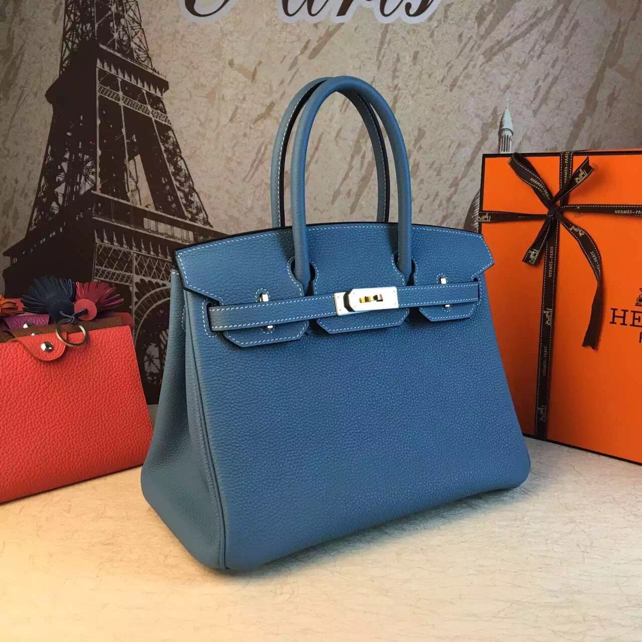 Hermes top leather Birkin light blue handbags [hermes399] - $738.00 ...