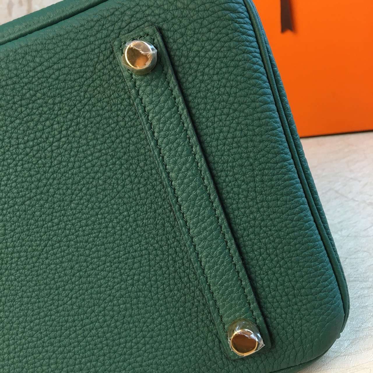 Hermes top leather green Birkin handbags