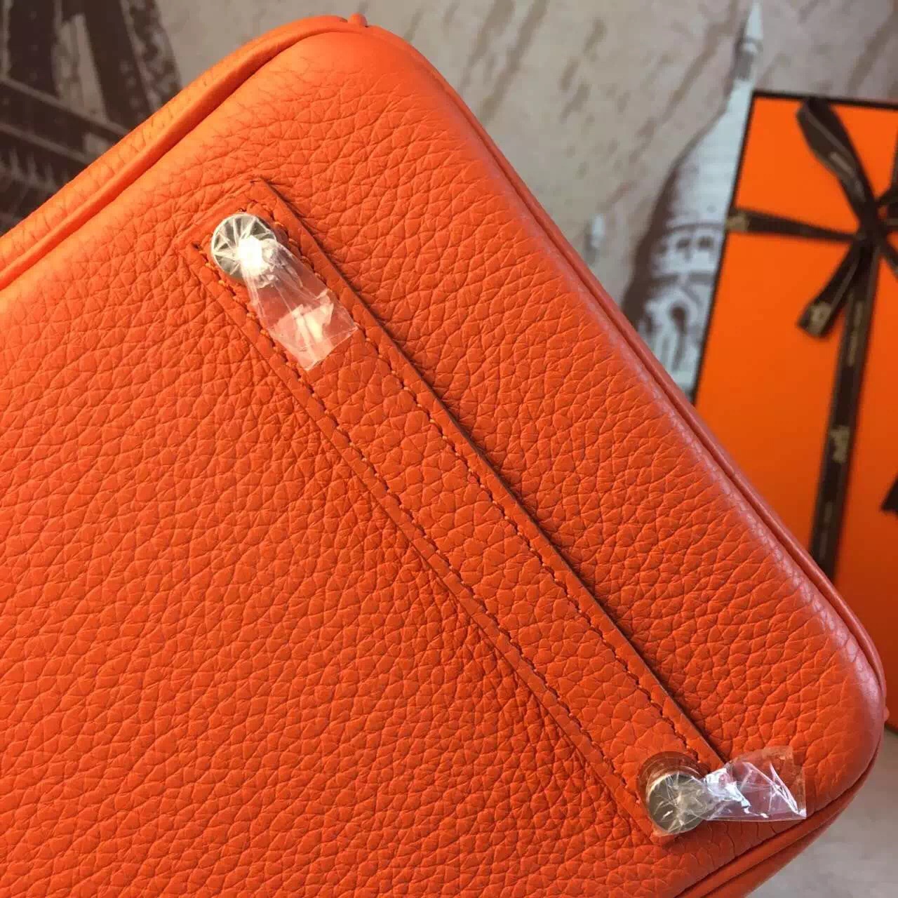 Hermes top leather orange Birkin handbags