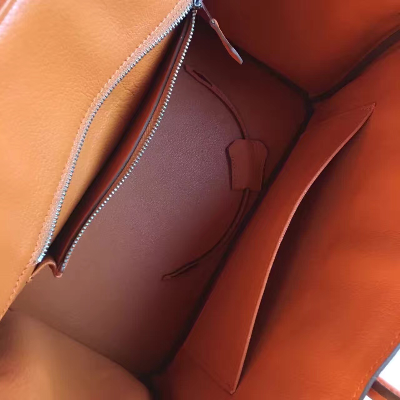 Hermes top leather orange Birkin handbags