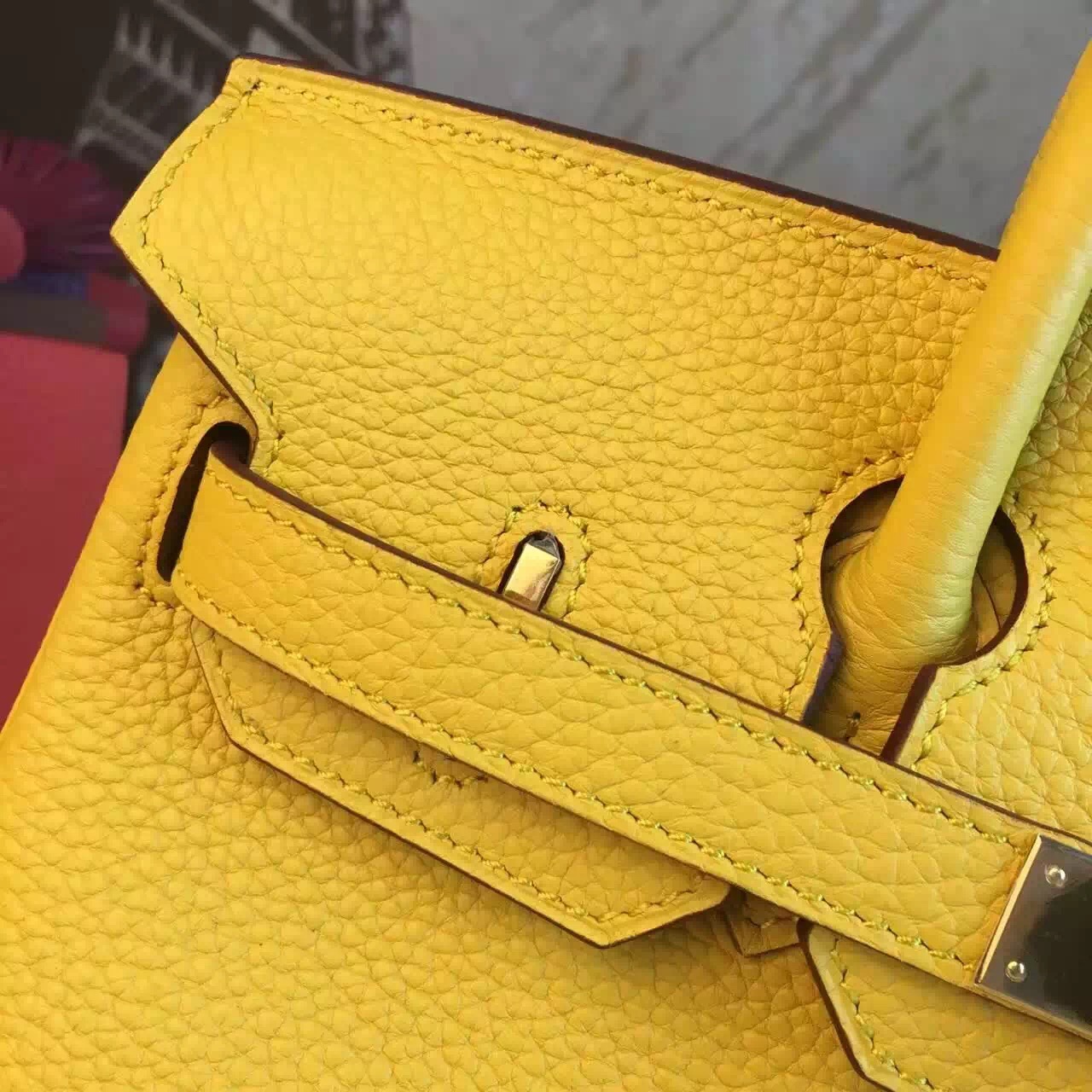 Hermes top leather yellow Birkin handbags