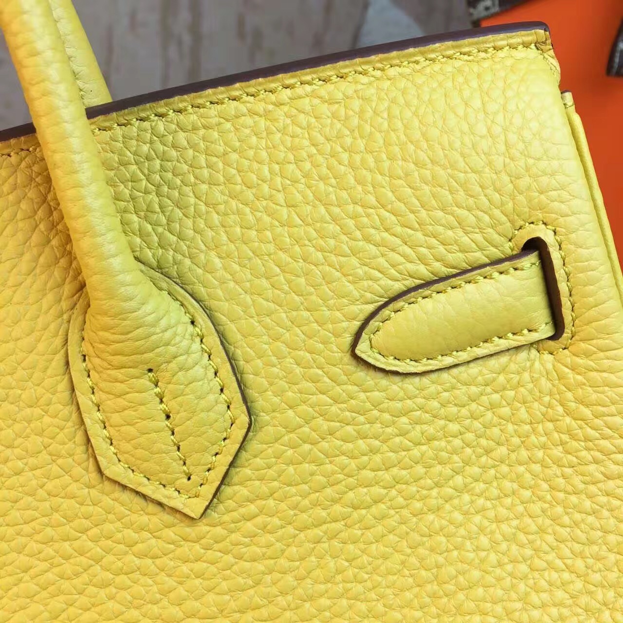 Hermes top leather yellow Birkin handbags