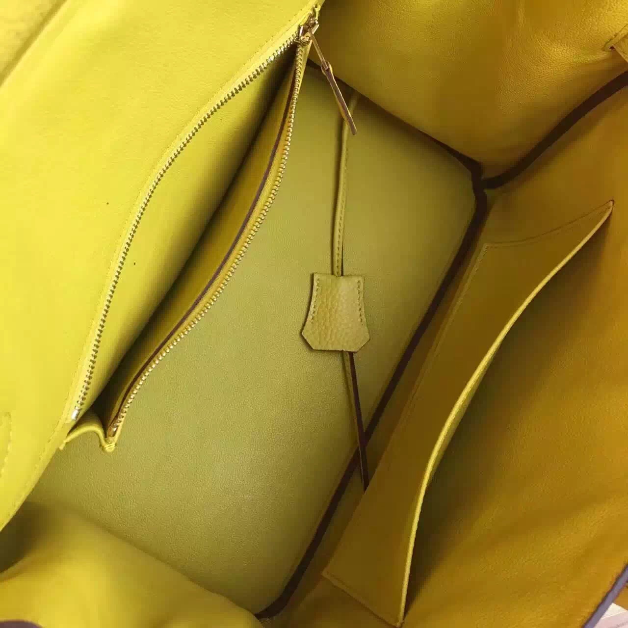 Hermes top leather yellow Birkin handbags