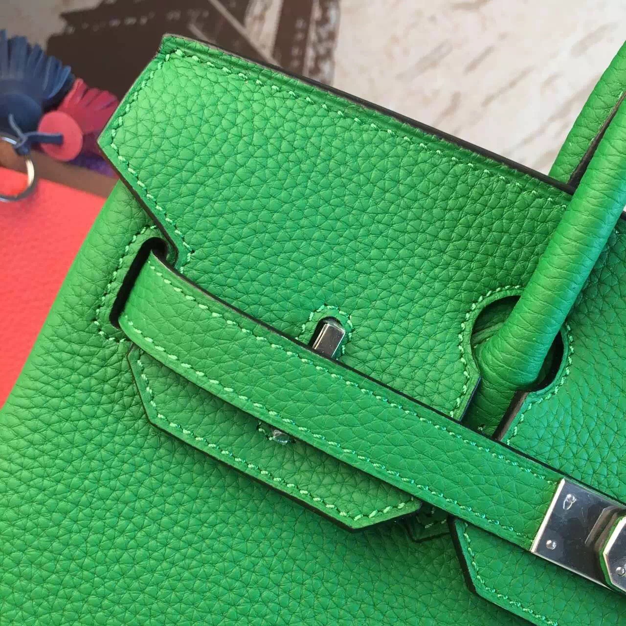 Hermes green top leather Birkin handbags