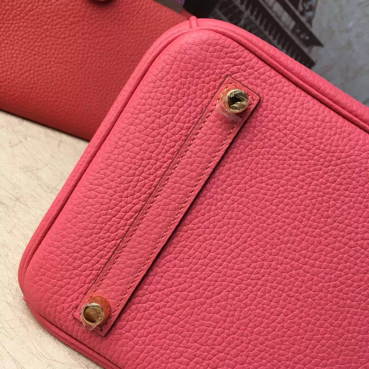 Hermes top leather Birkin rose red handbags