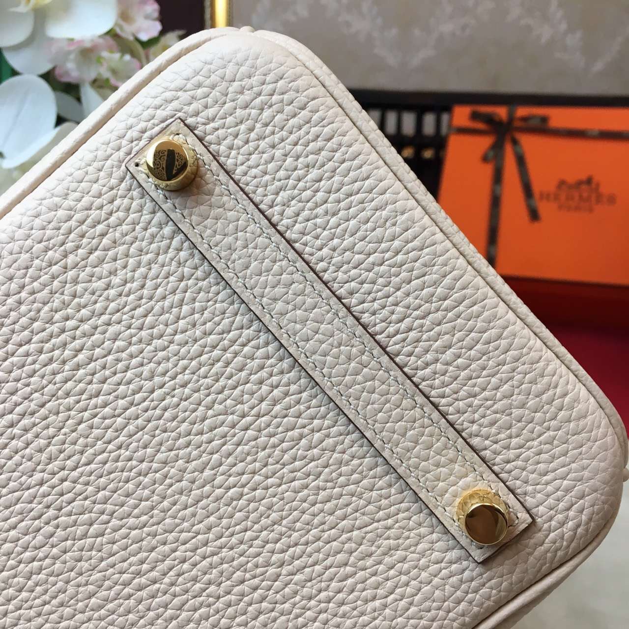 Hermes top leather cream Birkin handbags